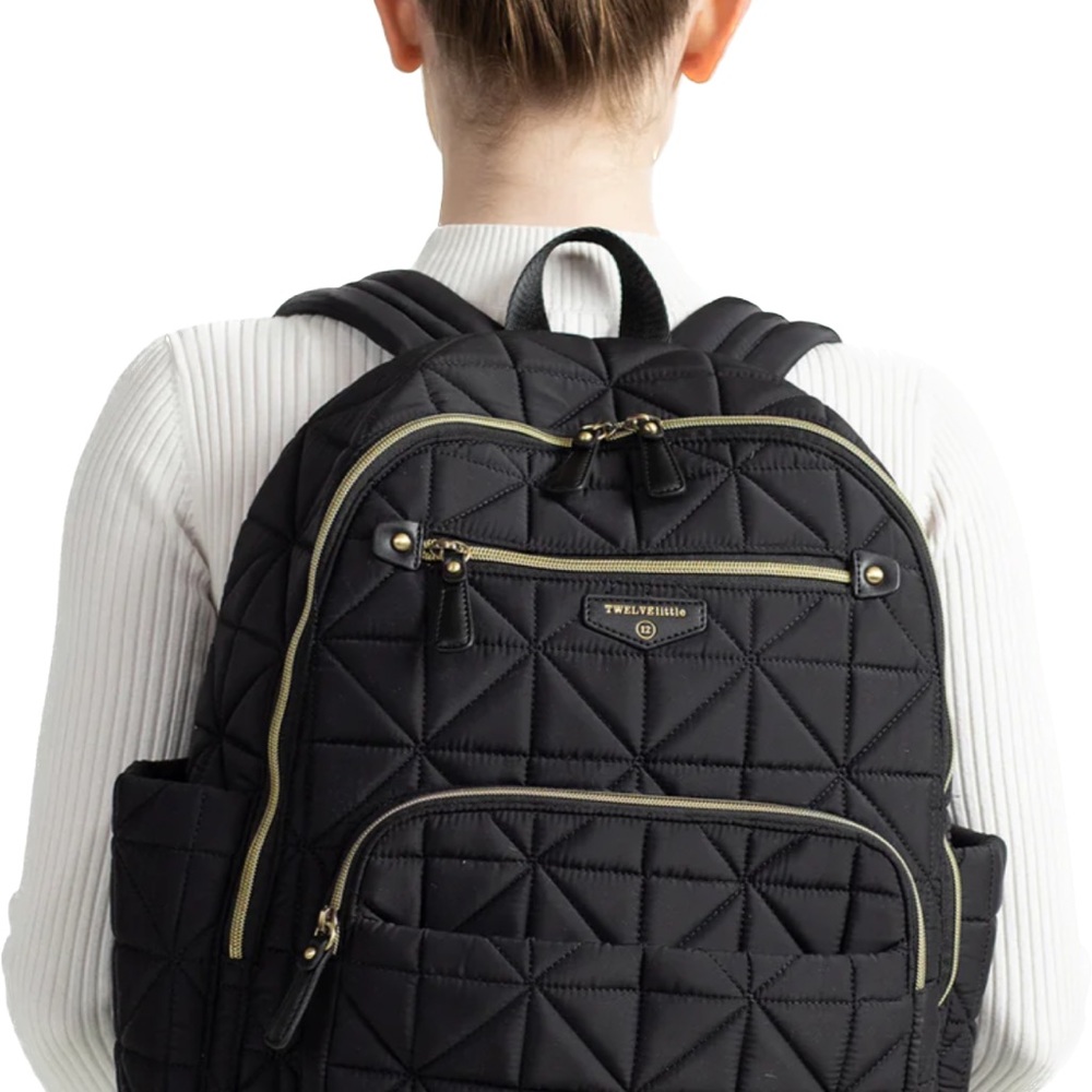 New Momma Sale! New! Twelve Little Designer Black Quilted Companion Diaper Bag - Picture 7 of 10
